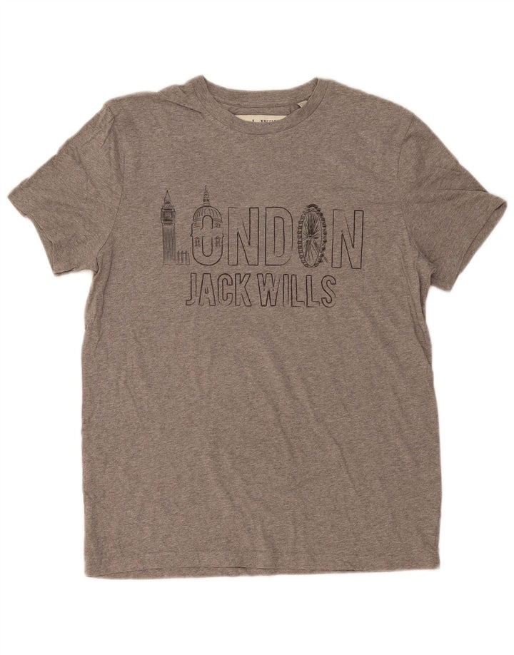 JACK WILLS Tricou grafic pentru bărbați Top din bumbac cu pete gri mediu