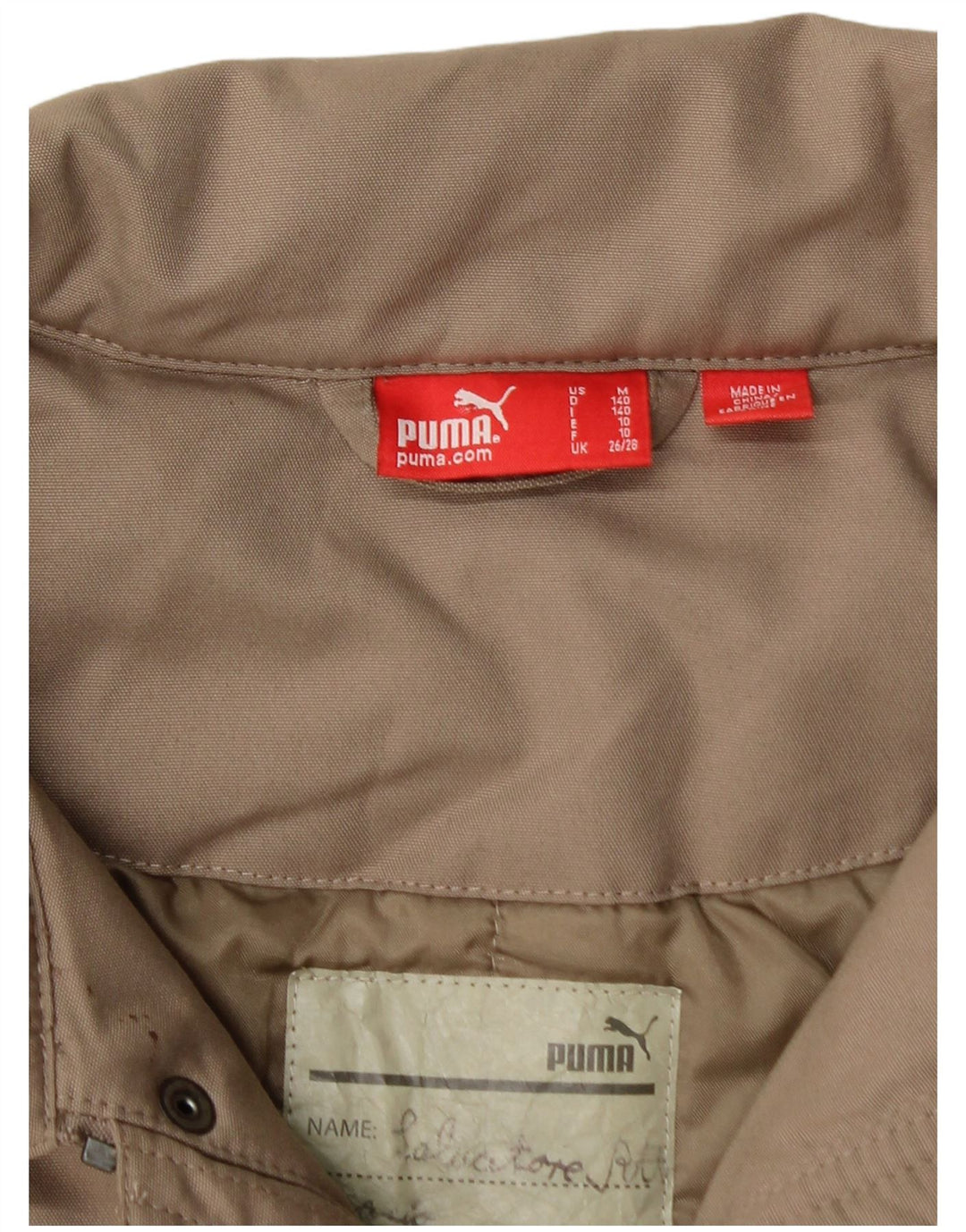 PUMA Girls Windbreaker Jacket 9-10 Years Medium Beige Polyester