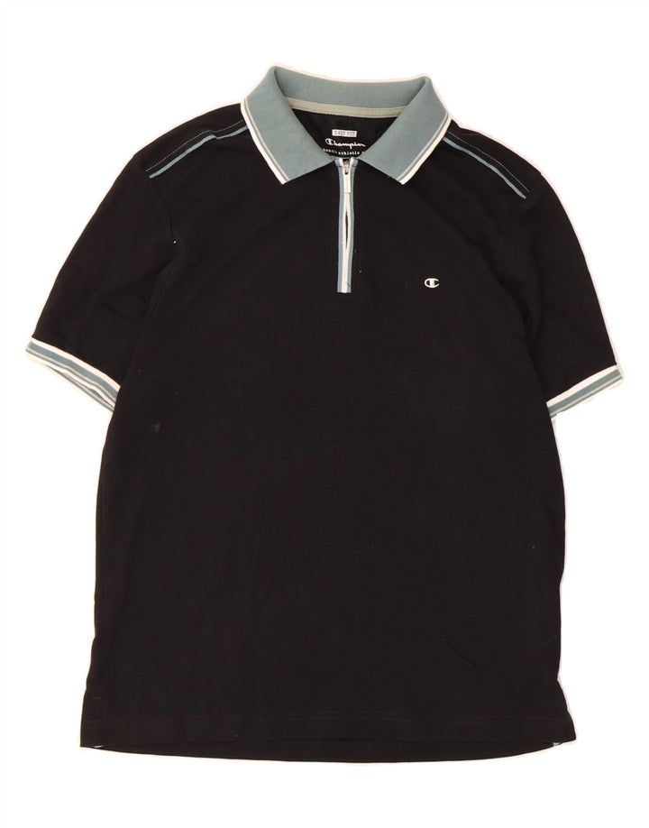 CHAMPION Mens Polo Shirt Medium Black Cotton Vintage Champion and Second-Hand Champion from Messina Hembry 