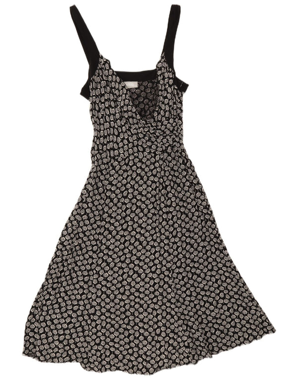 Wallis Womens Sleeveless A-Line Dress UK 14 Medium Black Floral Viscose