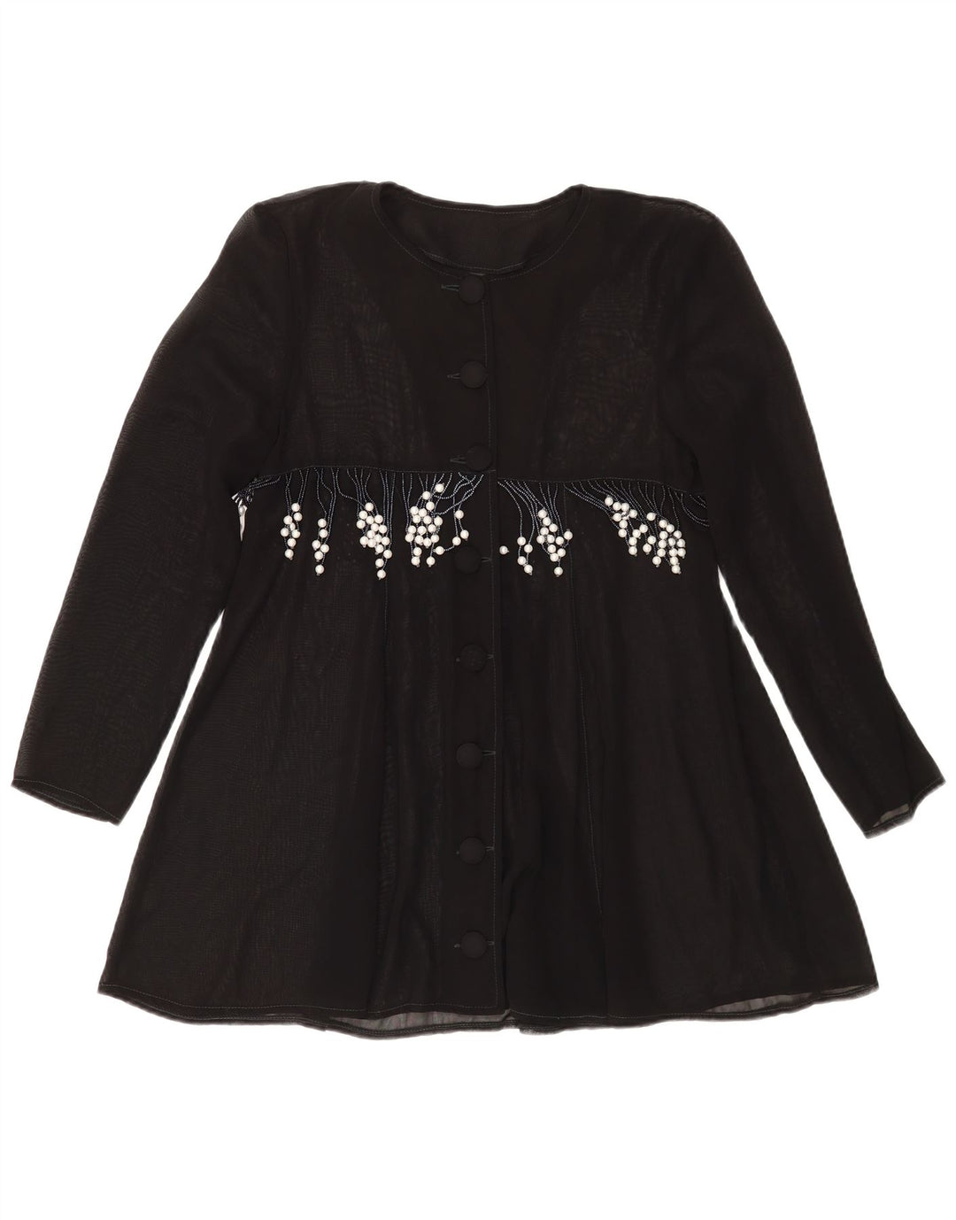 Bluză cămașă vintage pentru femei UK 14 Medium Black