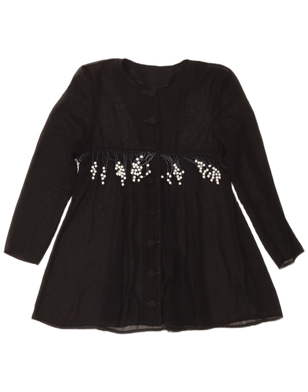 Bluză cămașă vintage pentru femei UK 14 Medium Black