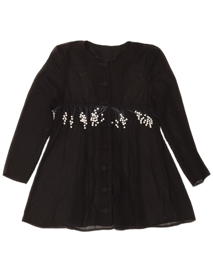 Bluză cămașă vintage pentru femei UK 14 Medium Black