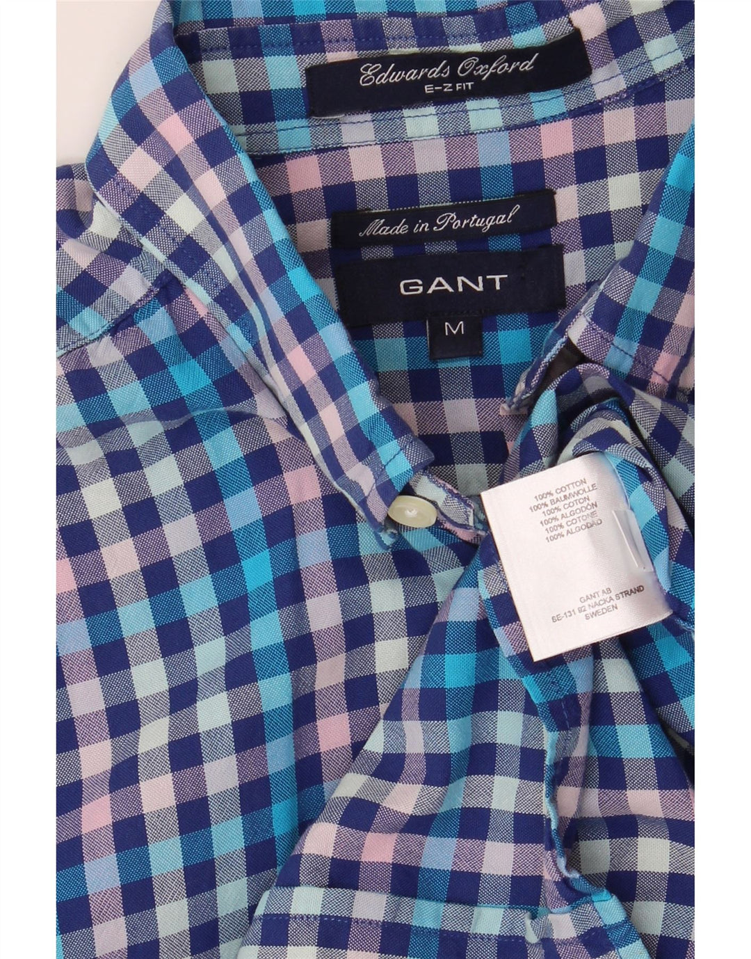 Cămașă Gant E-Z Fit pentru bărbați, bumbac vichy albastru mediu