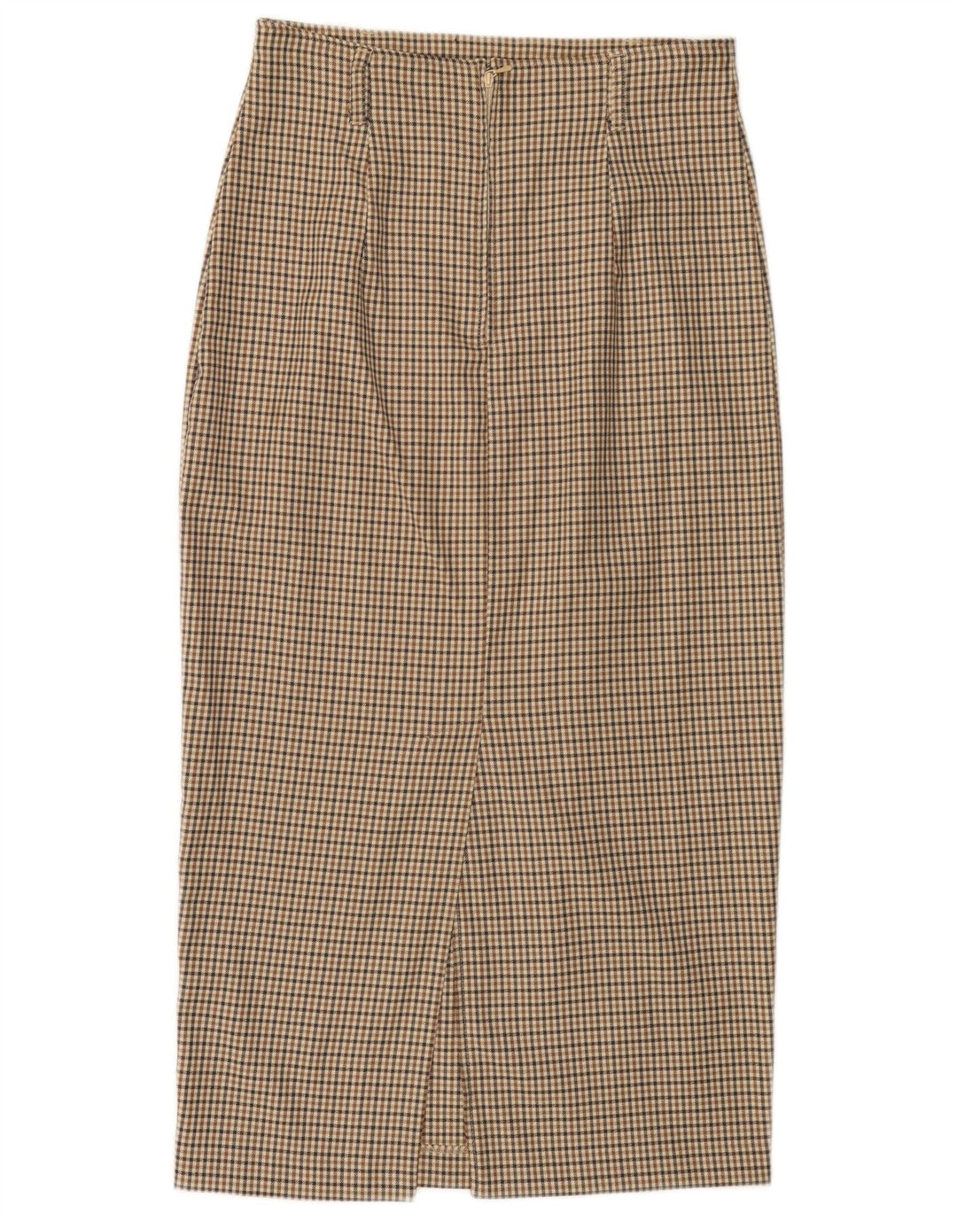 Fusta midi BENETTON pentru femei IT 44 Medium W28 Beige Check Wool