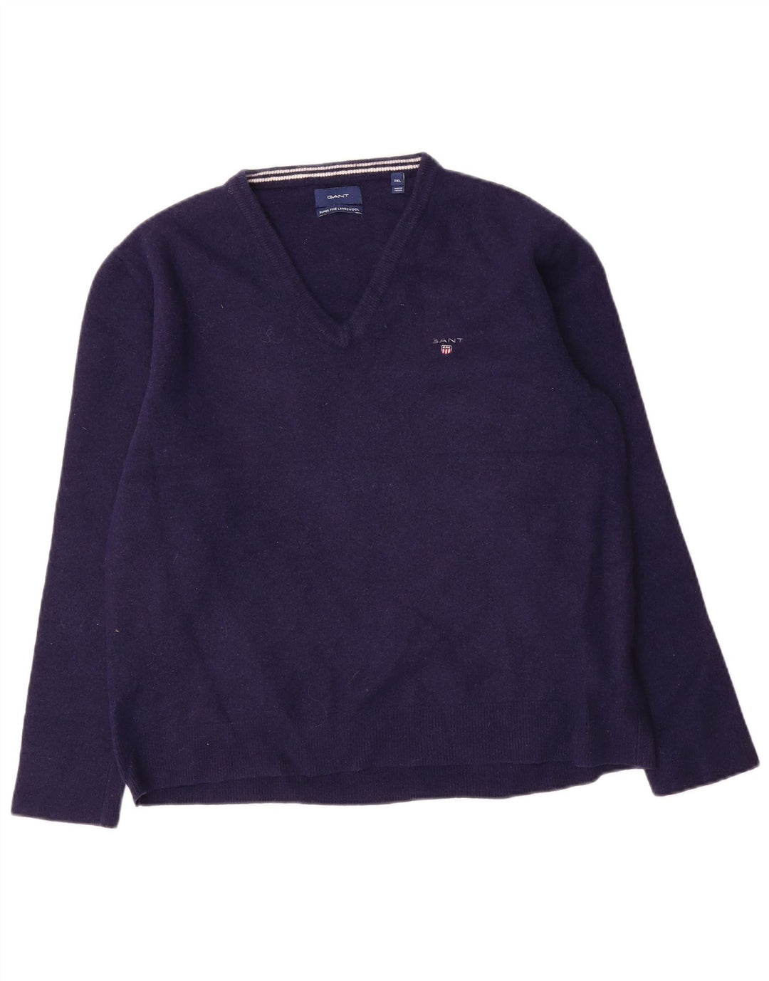 Pulover pentru bărbați Gant cu decolteu în V, 2XL, lână bleumarin