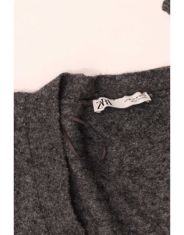 Pulover cardigan pentru femei Zara UK 14 Medium Gri Pete