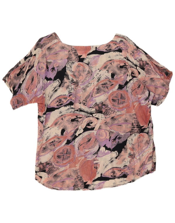 VINTAGE Bluză cu model abstract pentru femei UK 18 XL Multicolor