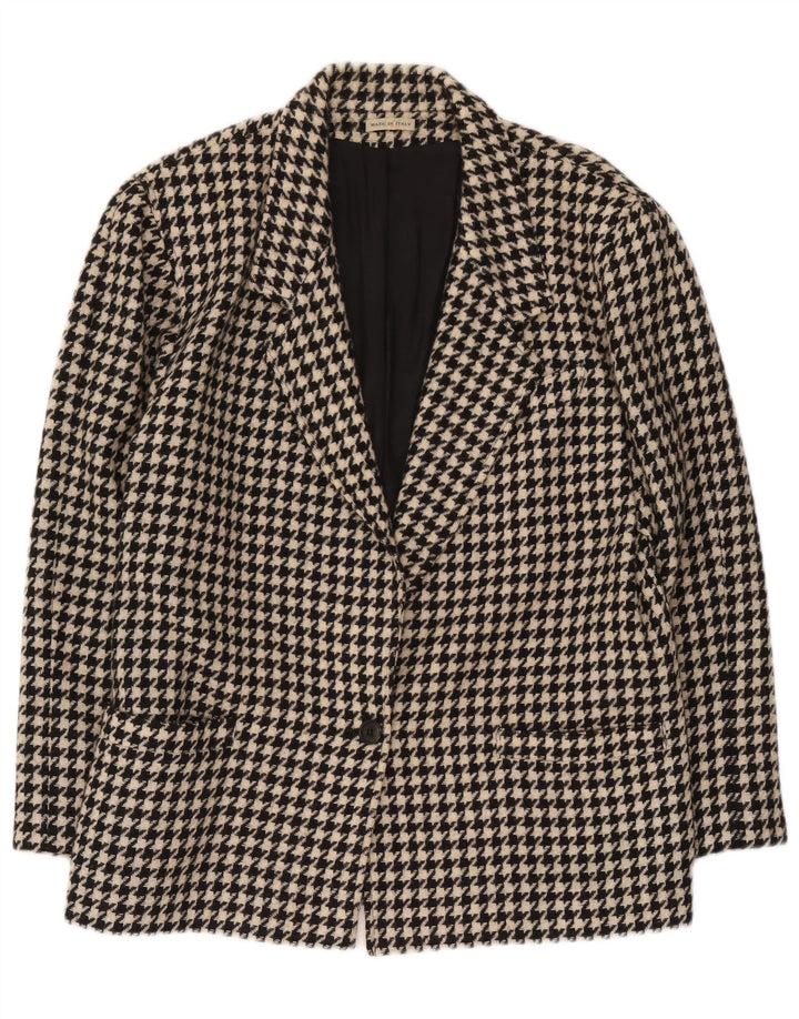 Blazer Vintage pentru femei cu 1 nasture UK 14 Medium Black Houndstooth