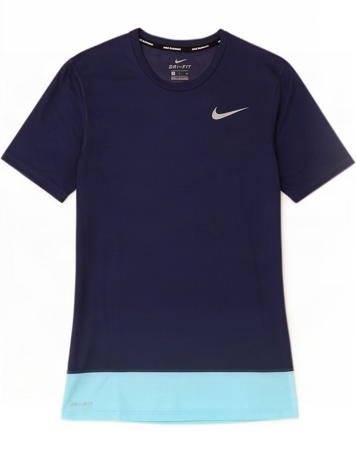 Tricou pentru bărbați Nike Dri Fit Top mic, albastru bleumarin, colorblock