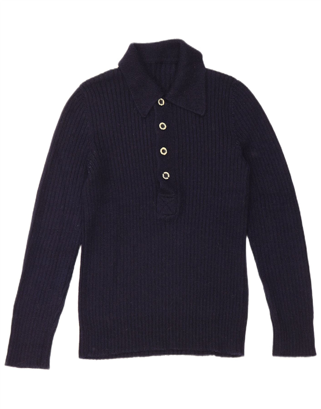Pulover vintage pentru bărbați cu gât polo mic, bleumarin