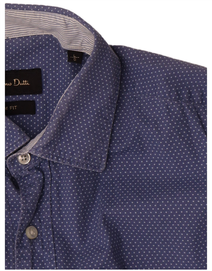 Cămașă Massimo Dutti pentru bărbați, slim fit, mare, albastru, bumbac cu buline