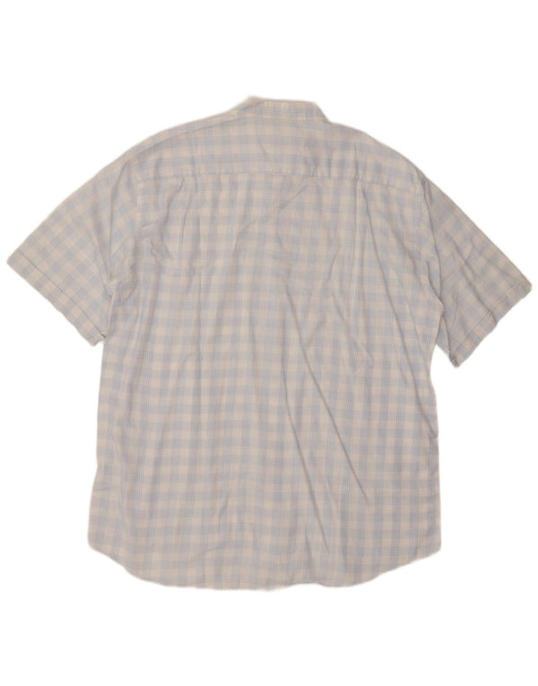 Cămașă cu mânecă scurtă pentru bărbați VINTAGE Mărimea 18 45 2XL Bumbac cu check albastru