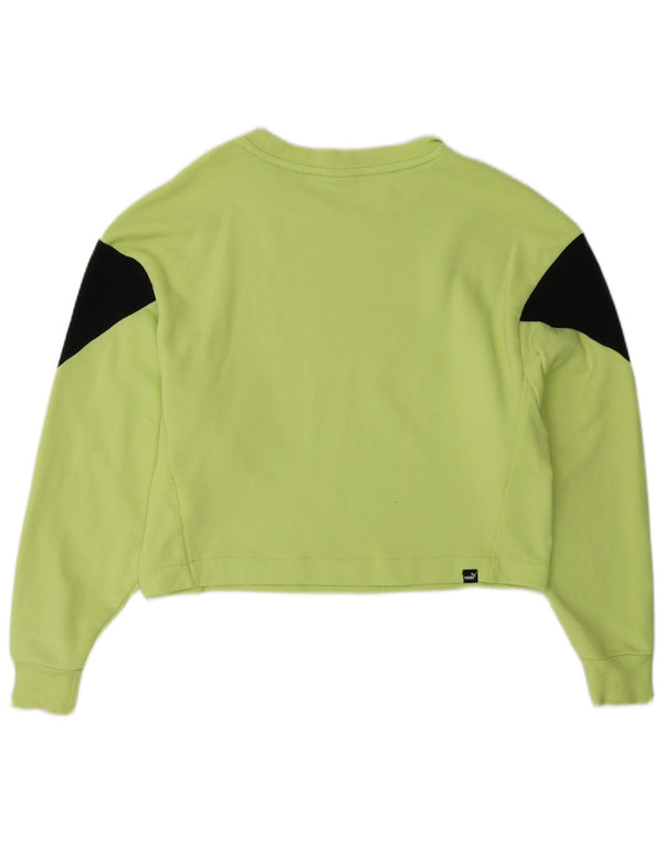 Pulover crop puma pentru femei UK 10 mic, verde, bumbac color bloc