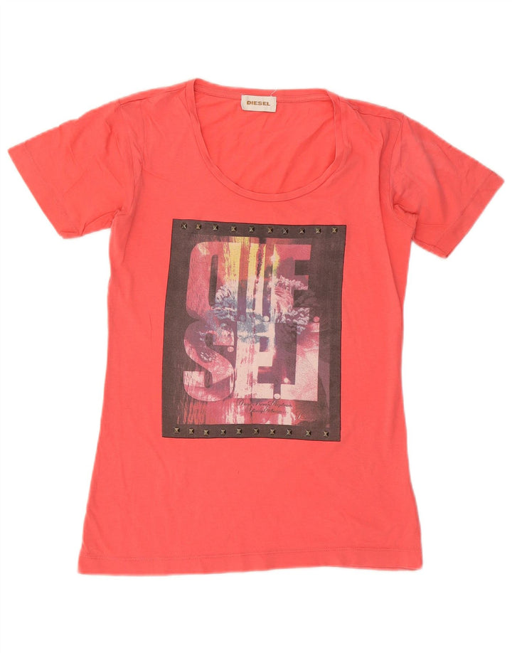 Tricou grafic pentru femei Diesel Top UK 12 Medium Orange