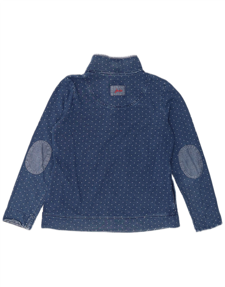 Pulover pentru damă Joules, cu gât cu nasturi, cu buline albastre medii UK 12