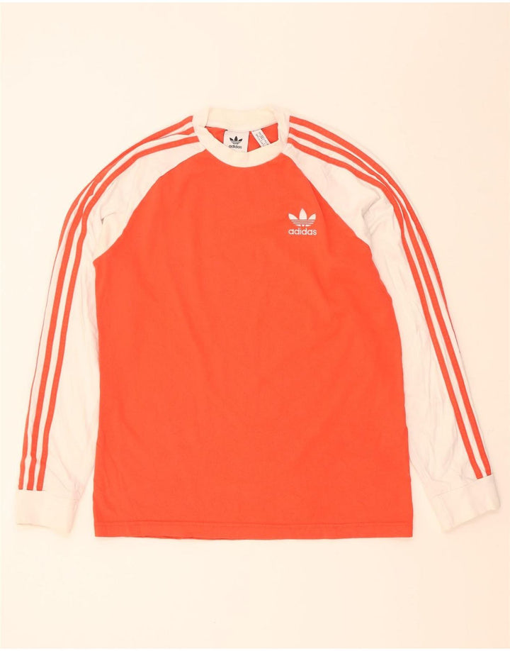 Top pentru bărbați Adidas cu mânecă lungă, portocaliu mediu, bumbac color bloc