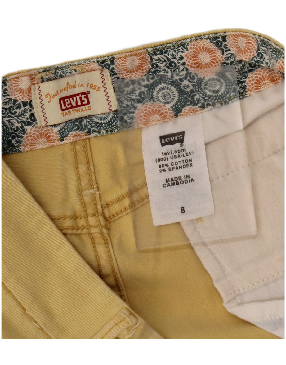 LEVI'S Womens Straight Cropped Trousers US 8 Medium W34 L24 Yellow Cotton