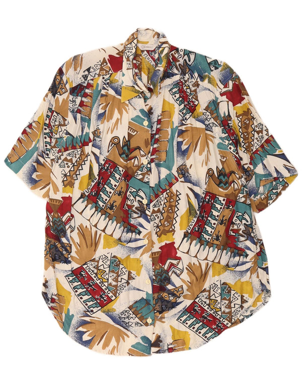 Cămașă hawaiană supradimensionată vintage pentru femei UK 16 mare, multicoloră, retro