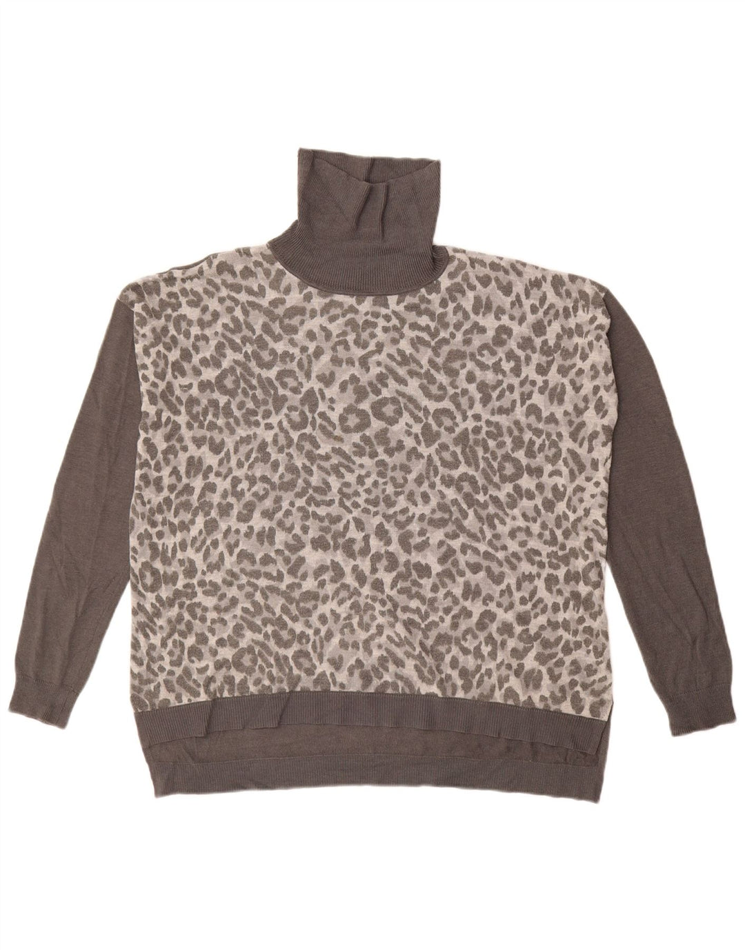 OASIS Pulover cu gât rulat pentru femei UK 14 Medium Gri Animal Print