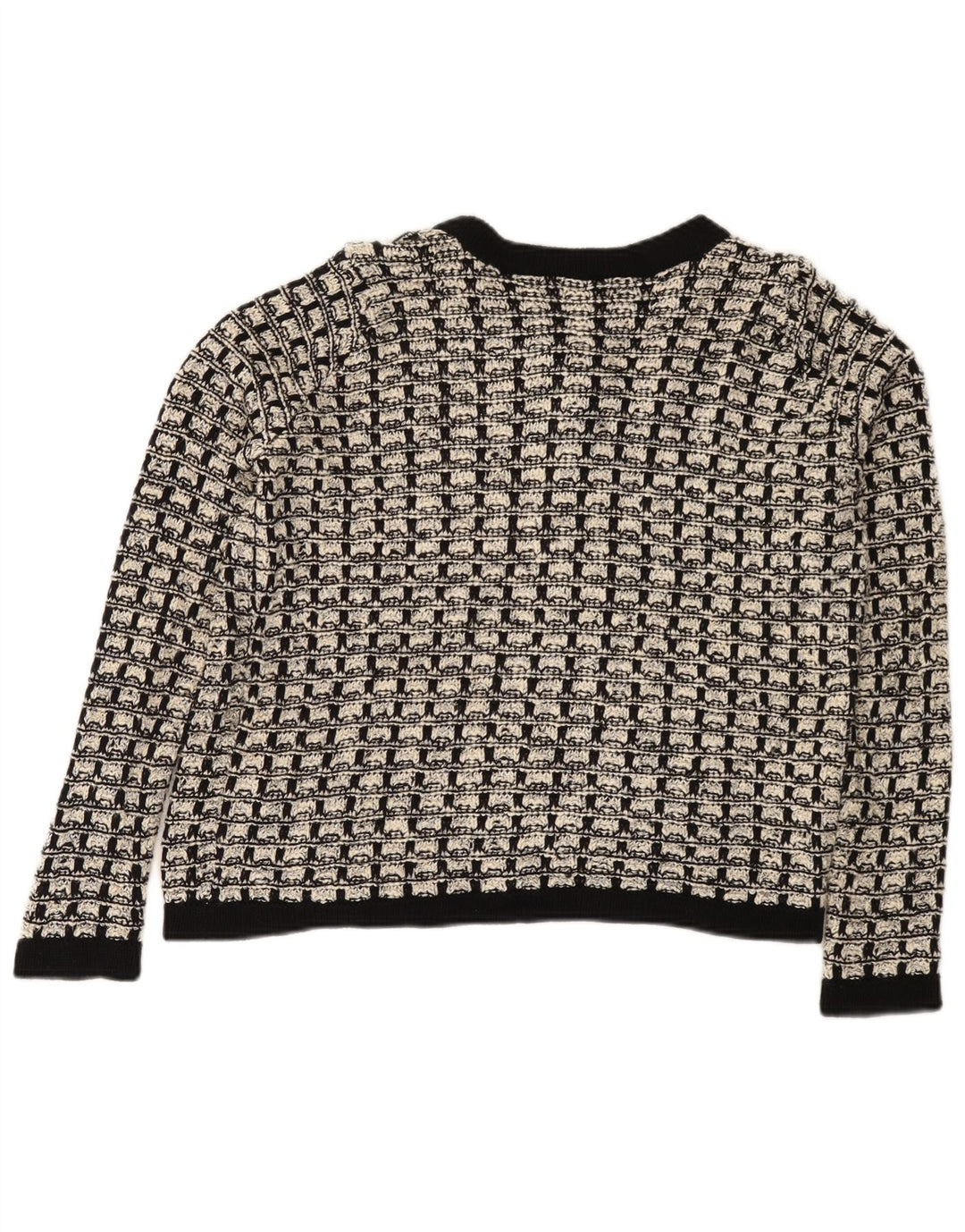 Pulover cardigan pentru femei Marks & Spencer UK 12 Medium Black Check Bumbac