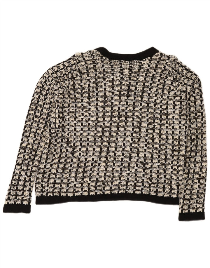 Pulover cardigan pentru femei Marks & Spencer UK 12 Medium Black Check Bumbac