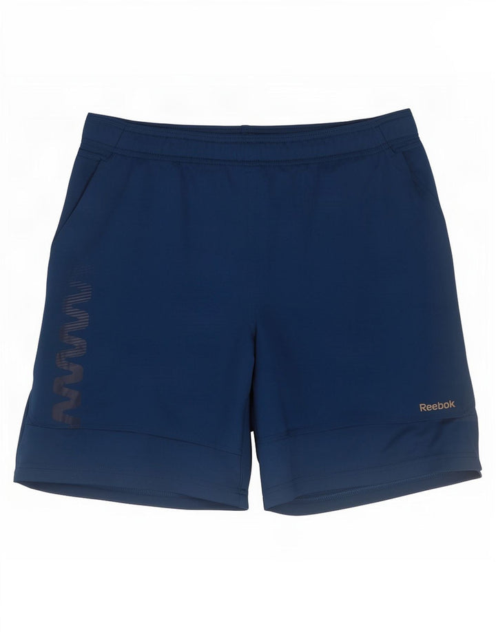 Pantaloni scurti sport grafic Reebok pentru bărbați, poliester mici, albastru