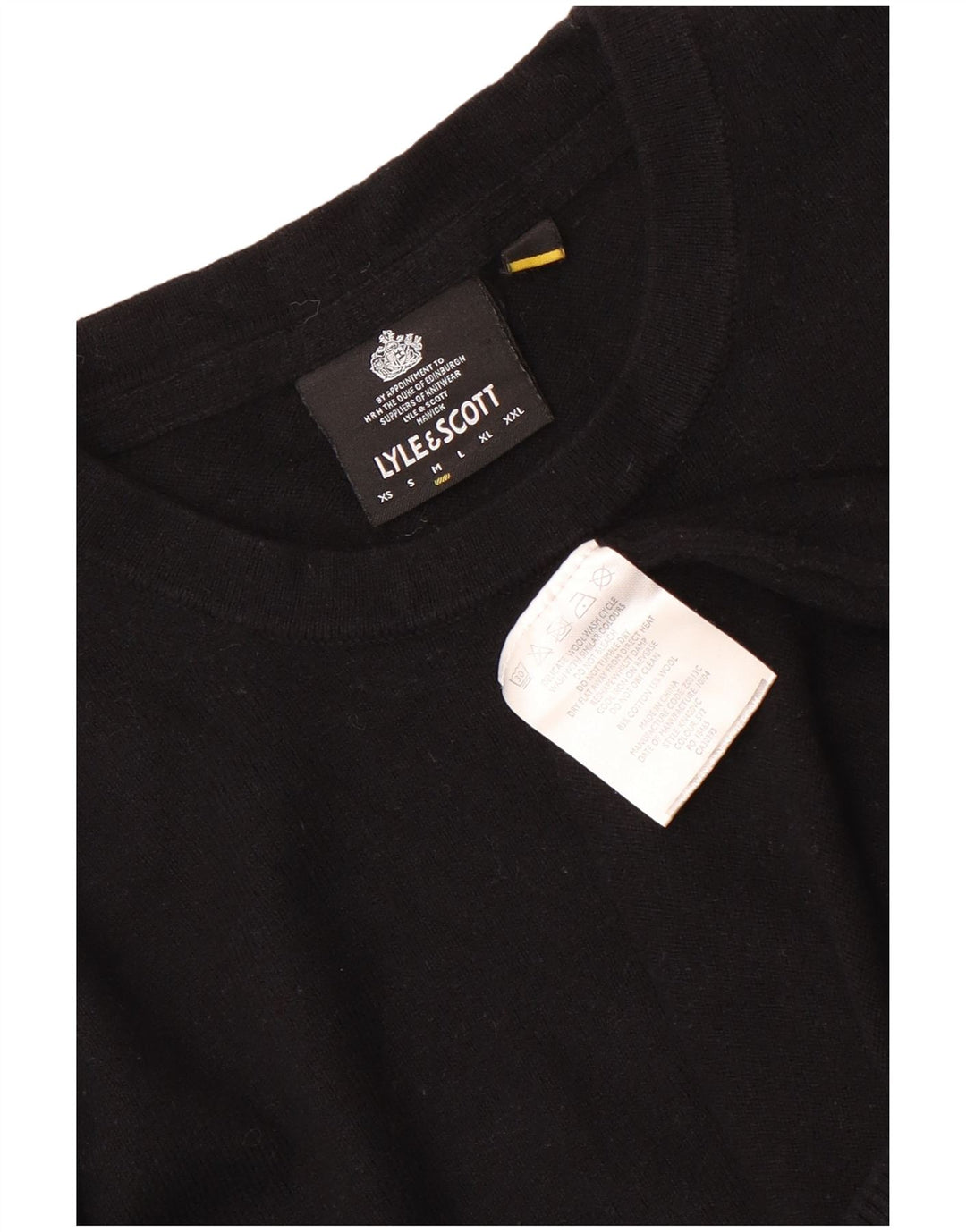 Pulover Lyle & Scott pentru bărbați, cu gât crew, bumbac mediu negru