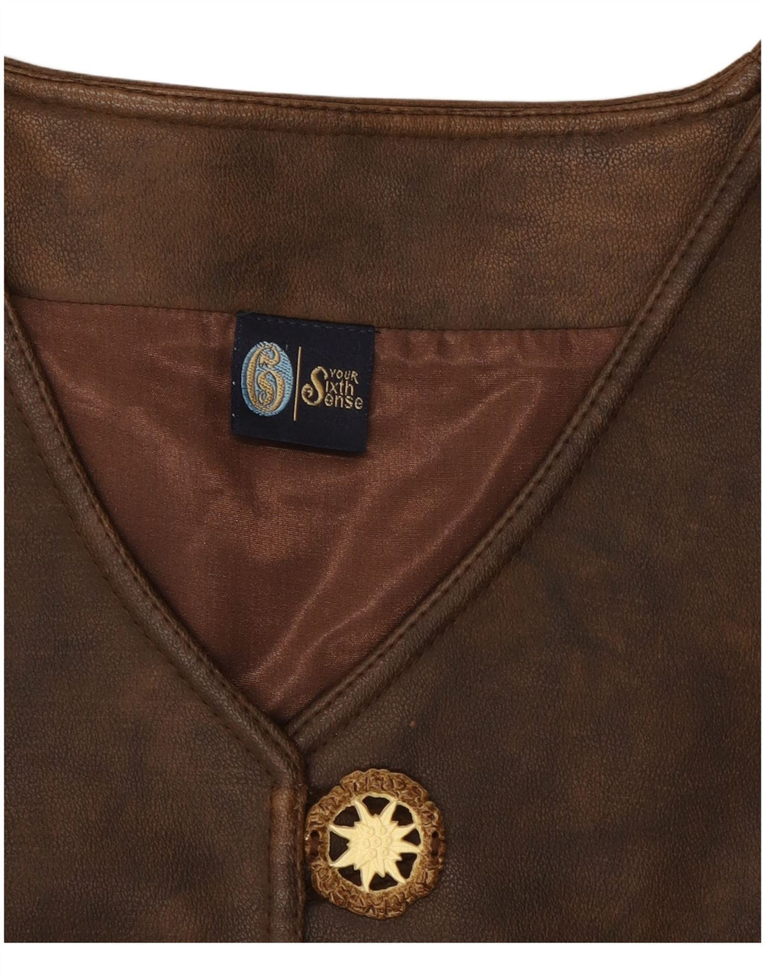 YOUR SIXTH SENSE Vestă de piele pentru femei UK 18 XL Maro