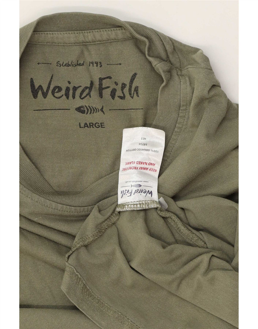 Tricou grafic pentru bărbați Weird Fish Top mare din bumbac kaki