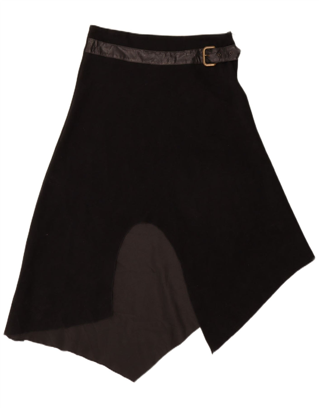 Fusta asimetrică vintage pentru femei cu talie înaltă IT 48 XL W30 poliester negru