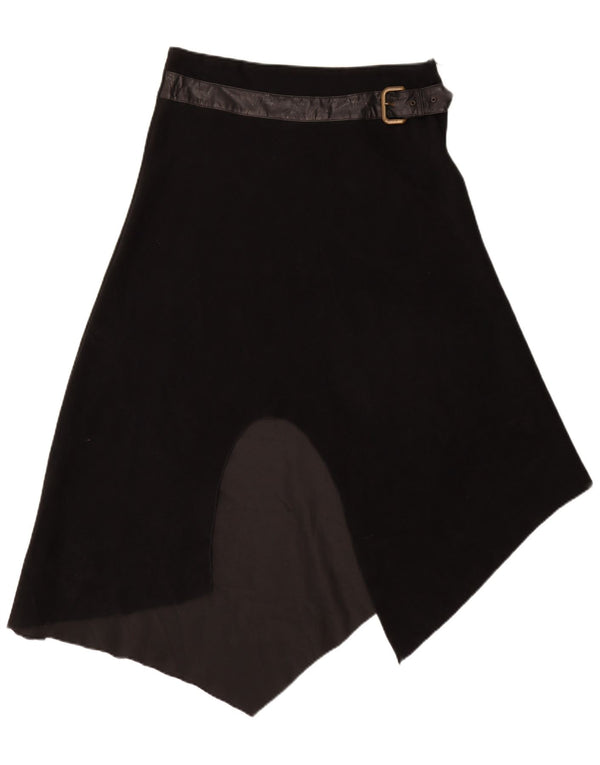 Fusta asimetrică vintage pentru femei cu talie înaltă IT 48 XL W30 poliester negru