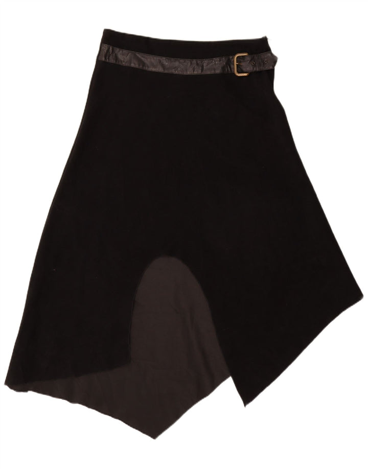 Fusta asimetrică vintage pentru femei cu talie înaltă IT 48 XL W30 poliester negru