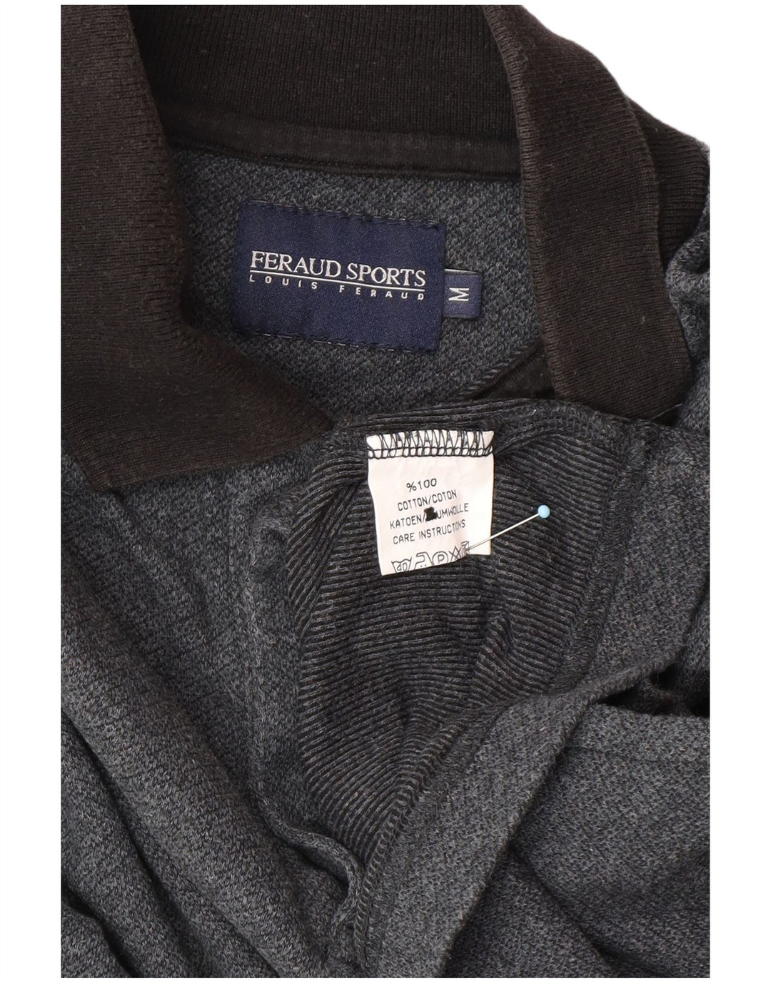 LOUIS FERAUD Tricou polo cu mânecă lungă pentru bărbați, bumbac gri mediu