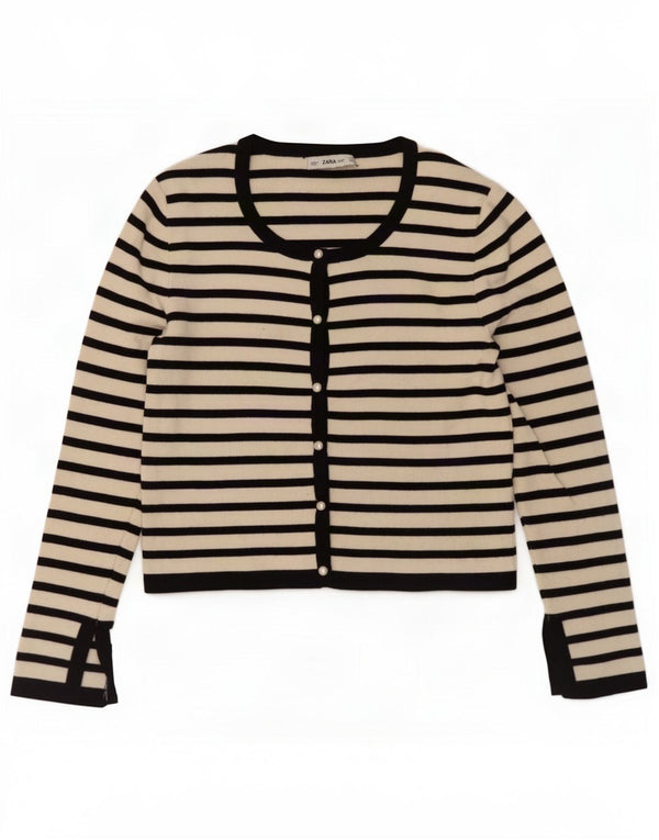 Pulover cardigan pentru femei Zara UK 14, mare, cu dungi albe, viscoză