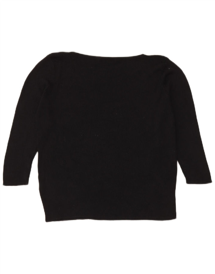 Marks & Spencer Top pentru femei cu mâneci 3/4 UK 18 XL, mătase neagră