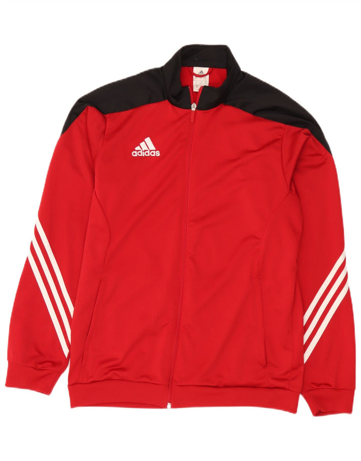 Jachetă de trening pentru bărbați Adidas, roșu mediu, poliester color bloc