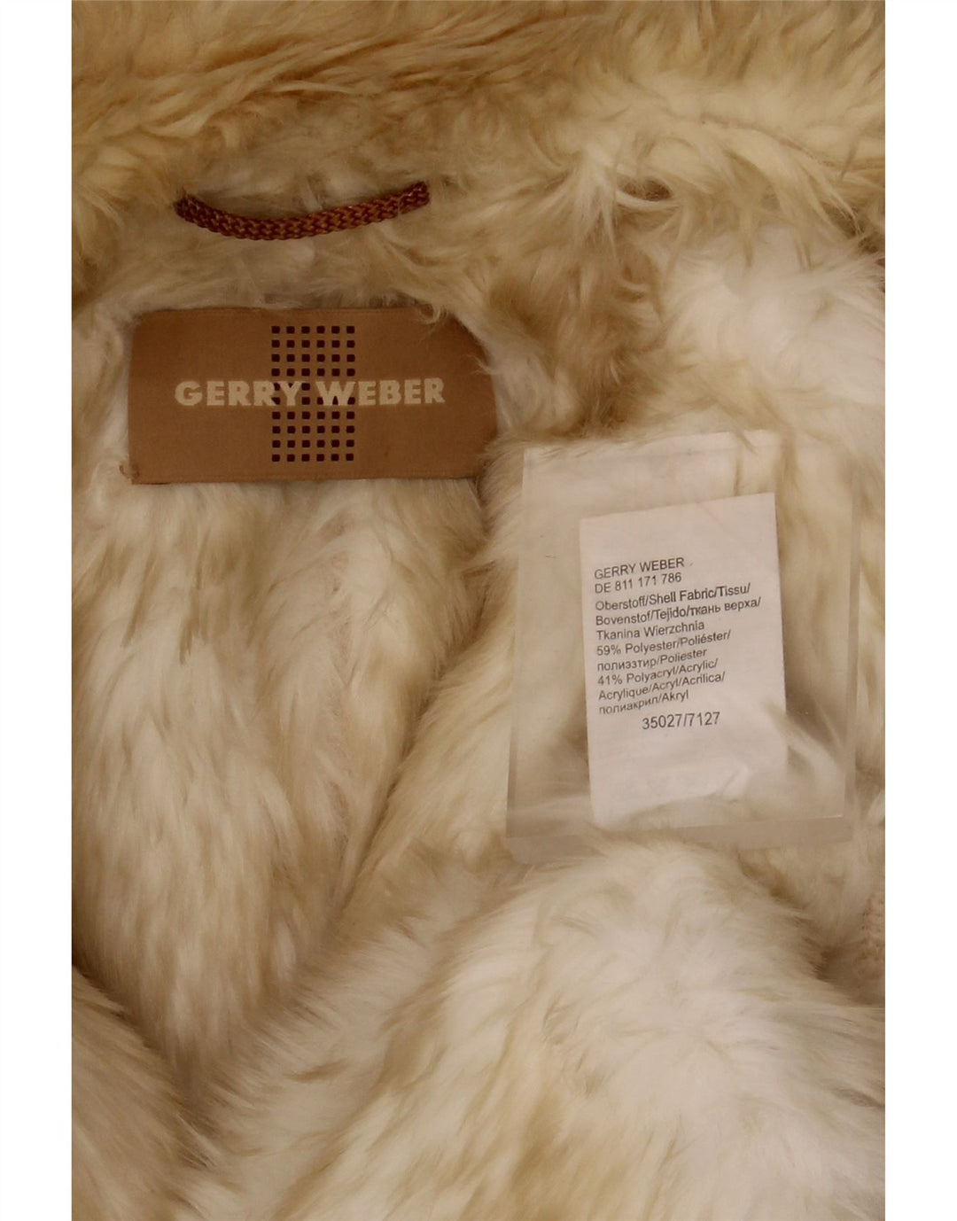 Gerry Weber Pardesiu Sherpa supradimensionat pentru femei UK 12 Poliester mediu bej