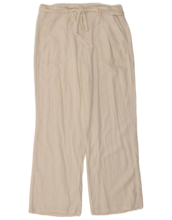 Pantaloni largi pentru femei Marks & Spencer UK 16 Large W34 L30 White Linen