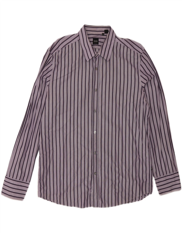 Cămașă pentru bărbați Hugo Boss Regular Fit XL în dungi mov
