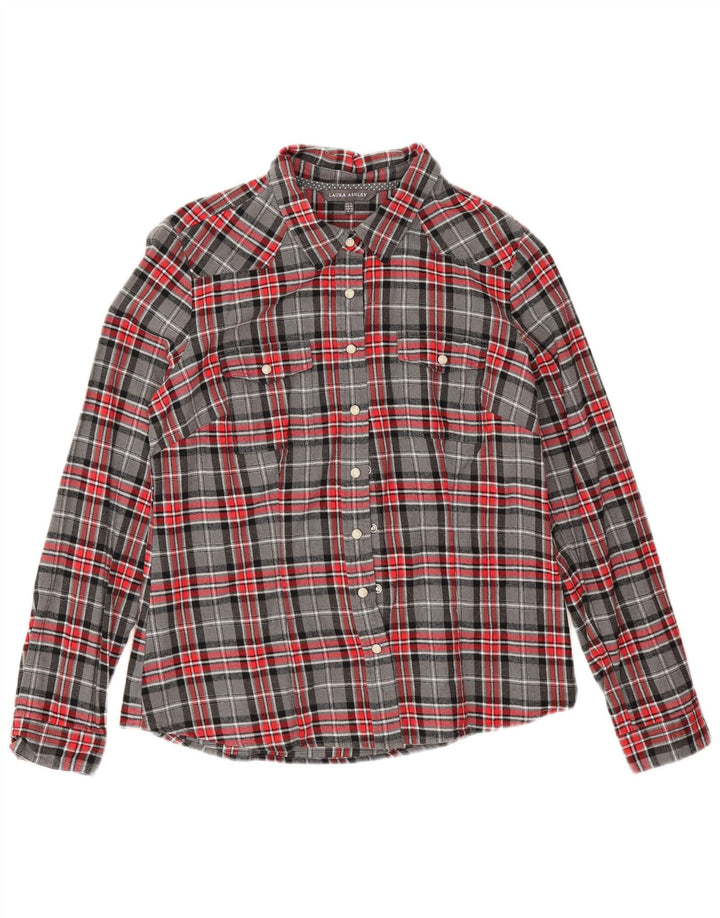 Cămașă de flanel pentru femei Laura Ashley UK 14, mare, gri din bumbac