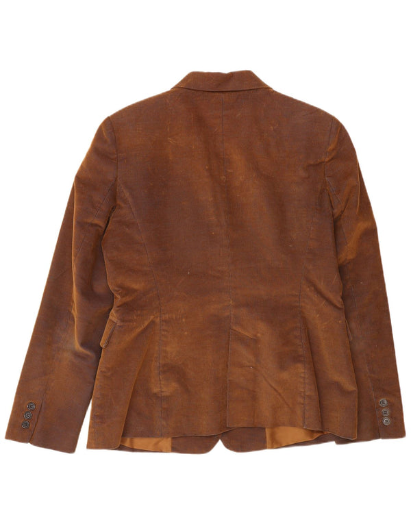 Jachetă pentru femei Zara cu 2 nasturi din velur EU 44 XL bumbac maro