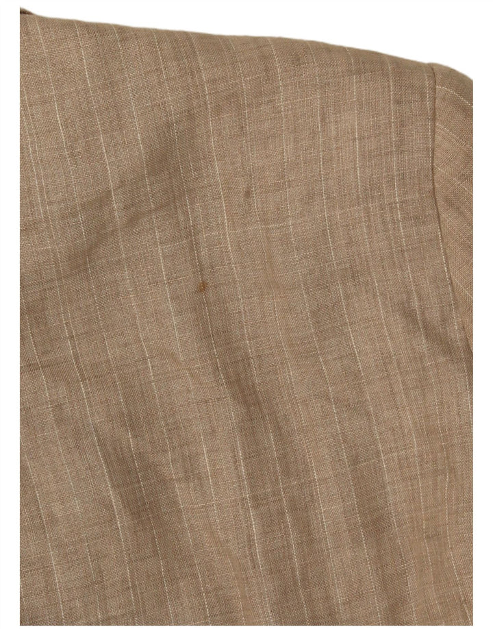 Sacou blazer pentru femei Zara, cu 1 nasture, UK 18 XL, poliester cu dungi bej