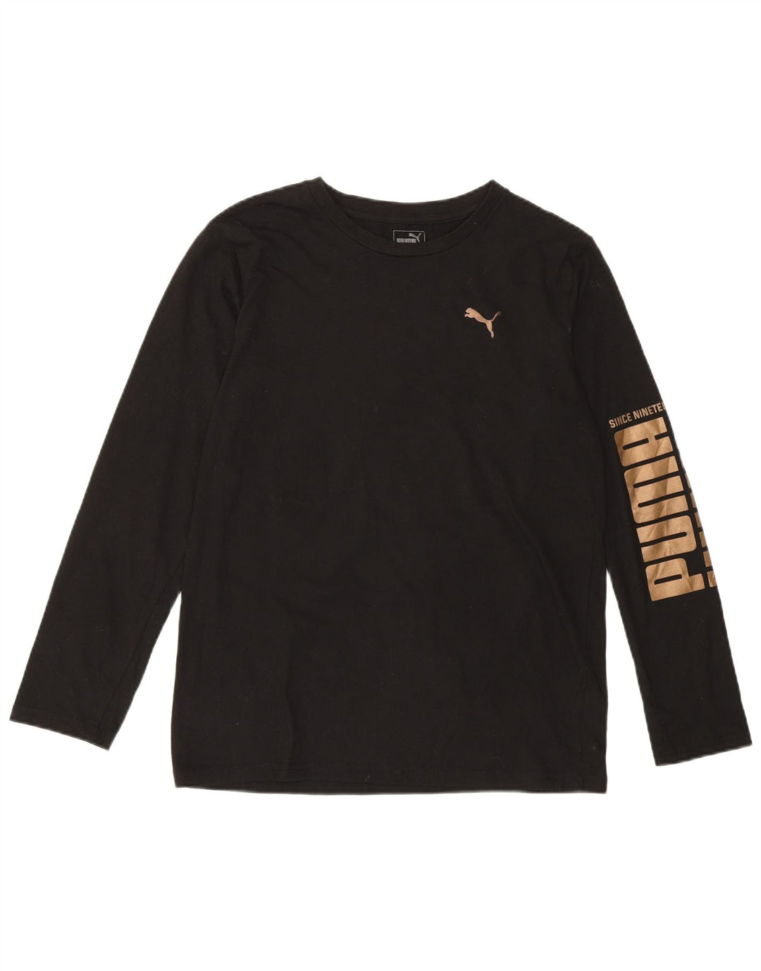 Top grafic PUMA pentru fete cu mânecă lungă 15-16 ani XL bumbac negru