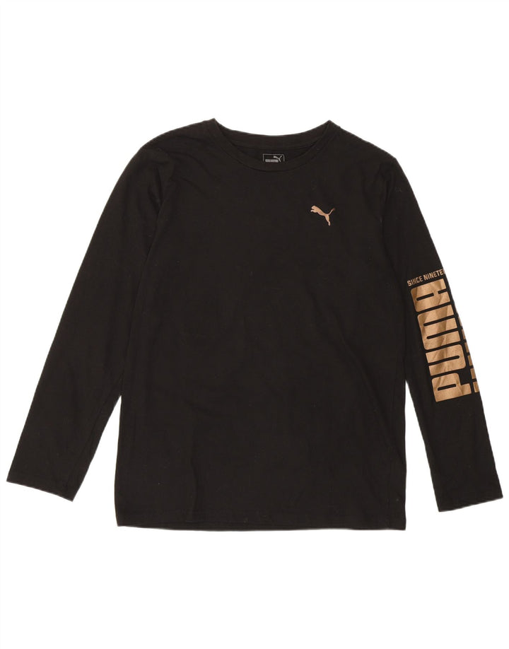 Top grafic PUMA pentru fete cu mânecă lungă 15-16 ani XL bumbac negru