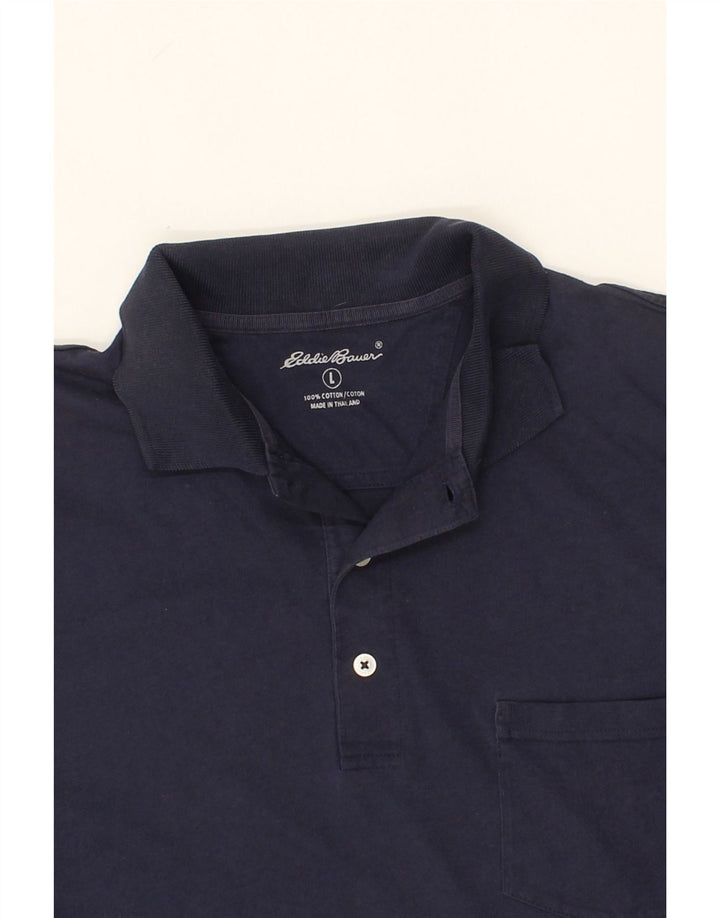 EDDIE BAUER Mens Polo Shirt Large Navy Blue Cotton Vintage Eddie Bauer and Second-Hand Eddie Bauer from Messina Hembry 
