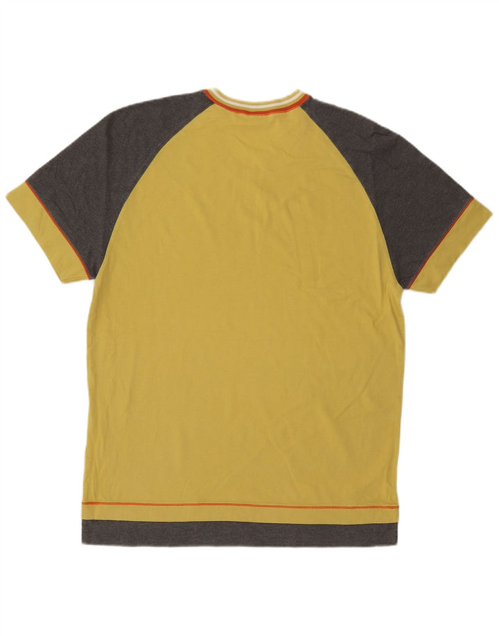 Tricou cu grafică Fila pentru bărbați Top mediu galben din bumbac color bloc