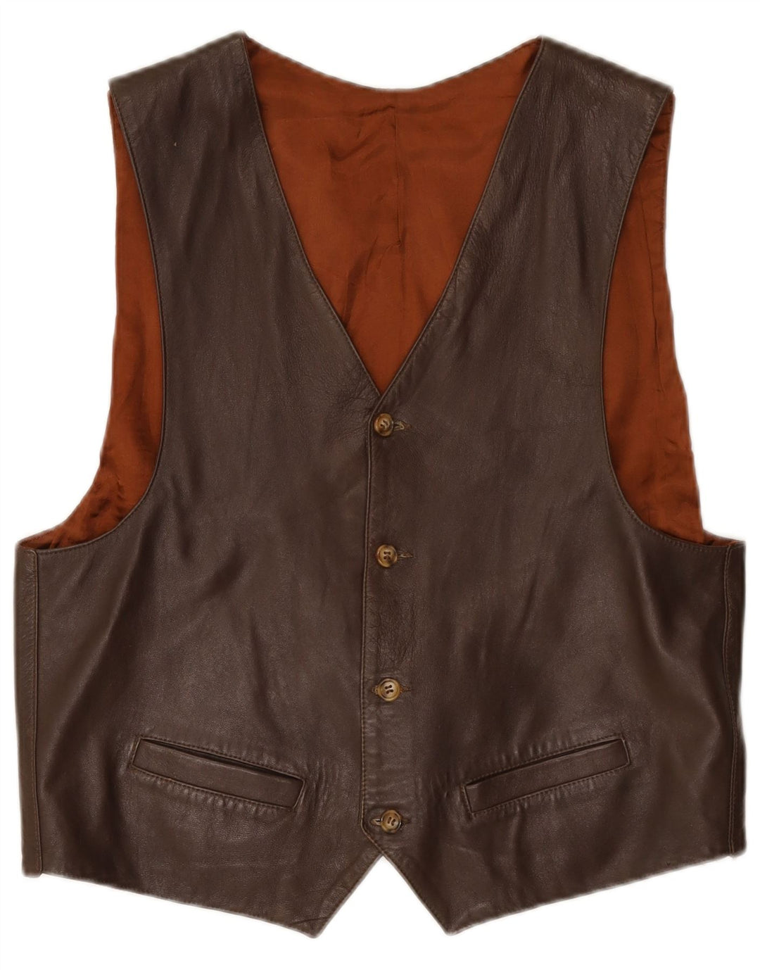 Vestă din piele vintage pentru bărbați XL maro