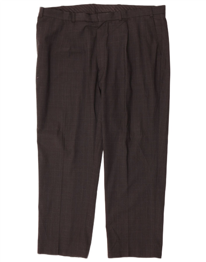 Marks & Spencer Pantaloni drepți pentru bărbați L44 L31 Poliester cu carouri gri