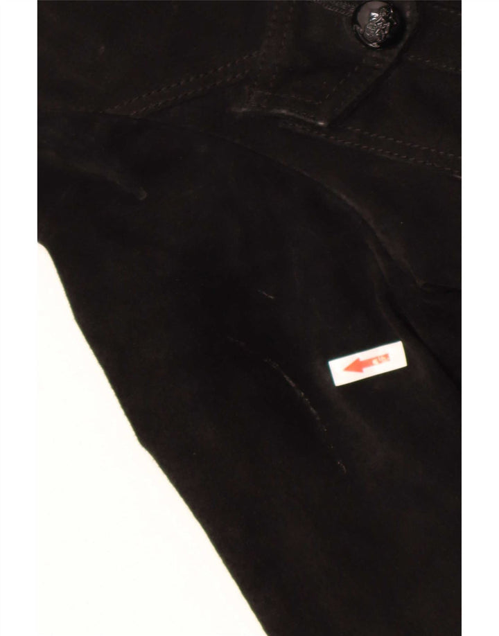 Jacheta de piele intoarsa cu gluga vintage pentru femei UK 14, mare, neagra